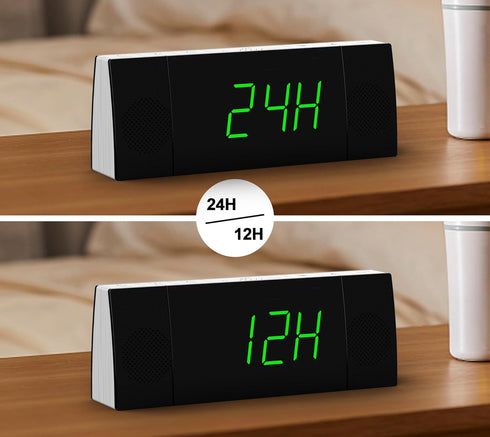 iTOMA Bedside Alarm Clock Radio with Bluetooth Speaker, Dimmable Jade Green LED Display, FM Radio with Sleep Timer, Dual Alarm with ON/OFF Push-bu...