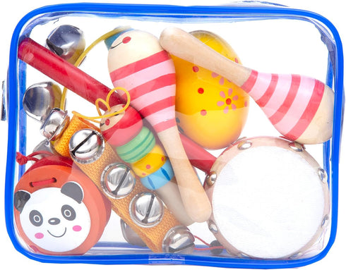 Toddler Musical Instrument, Wooden Percussion Musical Instruments Toy for Kids Toddlers, Preschool Educational Instrument Toy Set with Rattle Drum...