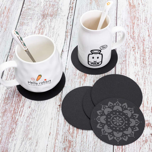 36 Pieces 4 inch Round Black Cards Cardstock Thick Kraft Paper Coaster Cards Blank Cardstock Slices for Mandala Painting DIY Coasters Painting Wri...