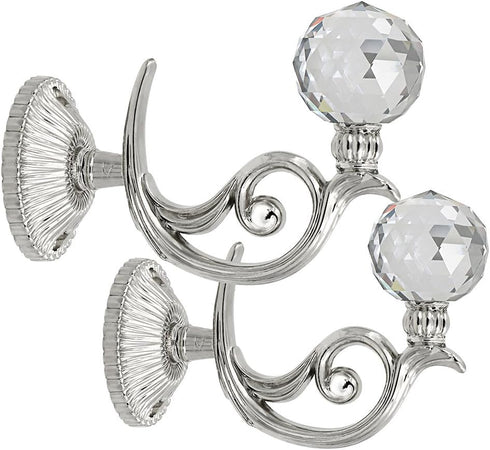 BTSKY® Pair of Phoenix Glass Crystal Curtain Holdbacks Drapery Tiebacks Tassel Holder (Silver)...