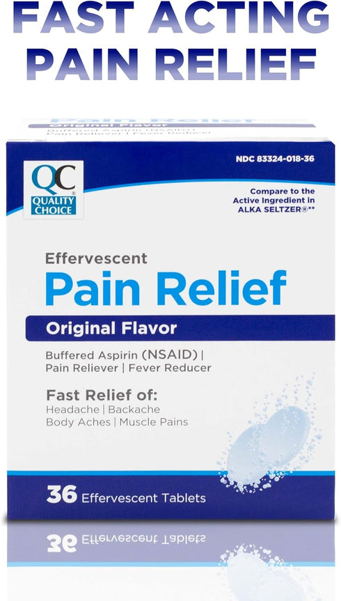 Quality Choice Effervescent Pain Relief Original Flavor, 36 Tablets (Pack of 2)...