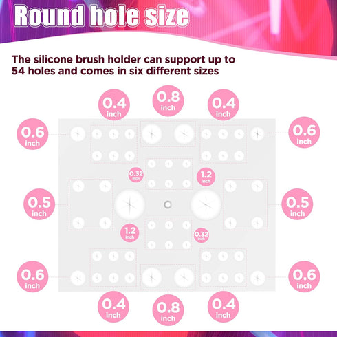 54 Holes Acrylic Brush Holder Makeup Brush Drying Rack Brush Dryer Collapsible Makeup Brush Holder Makeup Brush Dryer Stand for Acrylic Nail Brush...