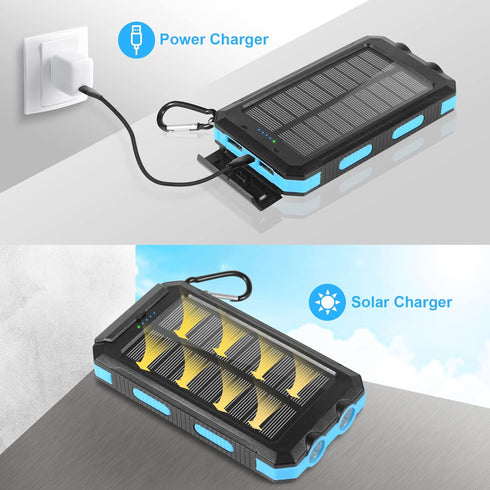 Annero Solar Charger, 38800mAh Power Bank, 15W Fast Charging Portable Phone Charger Waterproof External Battery Packs with Dual LED Flashlights, C...