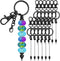 12 Pcs Beadable Keychain Bar, Black Beaded Key Chain for Pendant DIY, Alloy Blank Accessories Bulk for Keychain Making Supplies Jewelry Making Gif...
