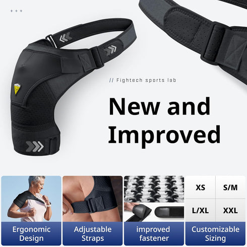 FIGHTECH Shoulder Brace for Torn Rotator Cuff for Men and Women - 4 Sizes - Support & Pain Relief (Black, Large/X-Large)...