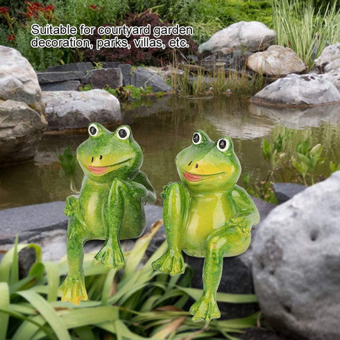 2PCS Frogs Statue Outdoor, 3 Inch Resin Garden Frogs Statue Outdoor Cute Frog Sculpture Frog Lawn Ornament for Pathway Yard Lawn Patio Decorations...
