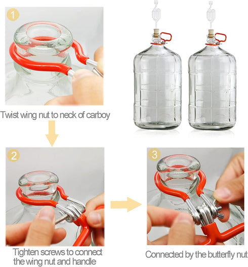 Carboy Handle, 2 Pack Carboy Carrying Handle Heavy Duty Carboy Holder for Smooth Neck 3 Gallon 5 Gallon 6 Gallon 6.5 Gallon Glass Carboys for Ferm...