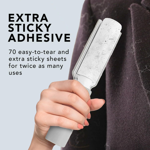 Flint Plus XL Retractable Lint Remover & Pet Hair Roller for Clothes – Refillable & Reusable Lint Roller with 140 Extra Sticky Tear-Off Sheets – V...