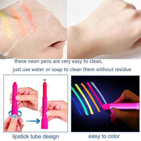 Glow UV Blacklight Face Body Paint,Neon Blacklight Glow Body Painting Sticks Makeup Kits for Kids Adult Halloween Glow In The Dark Birthday Party ...