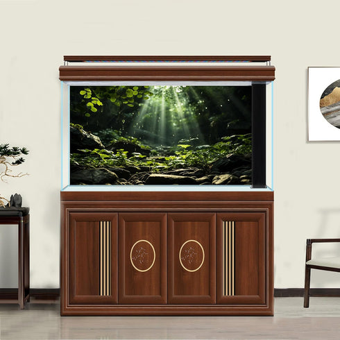 Green Forest Aquarium Background Trees Leaf Sunlight Water Mountain Terrarium Background Tranquil Scene Reptile Habitat Background Fish Tank Backg...