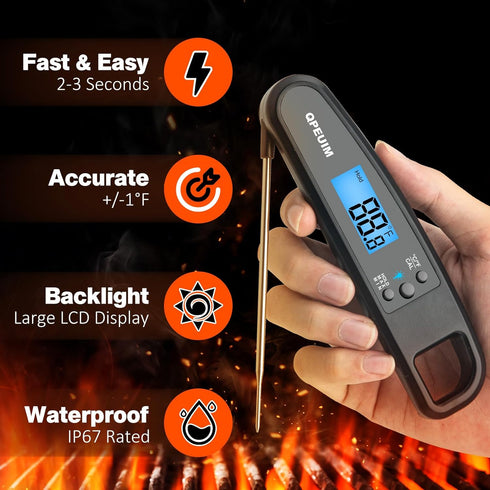 digital meat thermometer instant read meat thermometer for Cooking Kitchen Food Candy with Backlight and Magnet for Oil Deep Fry BBQ Grill Smoker ...