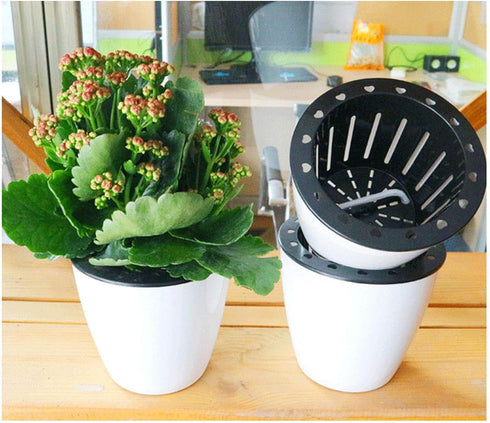 5.2“ Self Watering Planter White Flower Pot, 3 Pcs Medium Planter Pot, Mini Plant Pot, for All Plants, Herbs, African Violets, Succulents, Flowers...