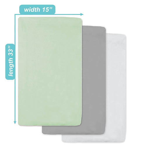 American Baby Company 15" x 33" Fitted Bassinet Sheet, 100% Natural Cotton Jersey Knit, Celery/Gray/White, Soft Breathable, for Boys and Girls, Pa...