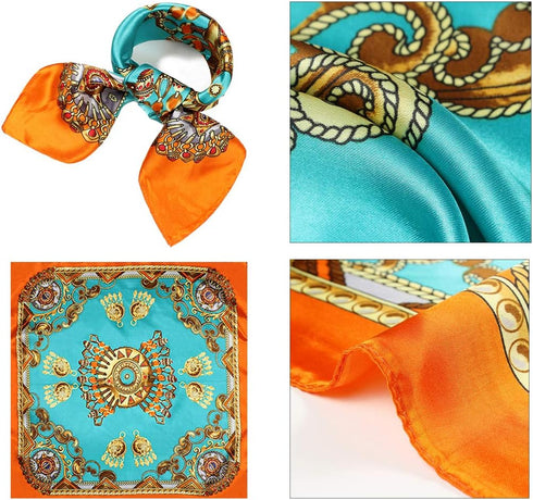 QBSM Womens 23.6 inch Satin Silk Feeling Formal Square Neck Scarf Head Hair Wraps Kerchief...