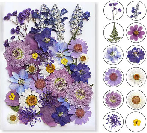 Dried Pressed Flowers for Resin, Real Pressed Flowers Dry Leaves Bulk Natural Herbs Kit for Scrapbooking DIY Art Crafts, Nails Décor, Epoxy Resin ...