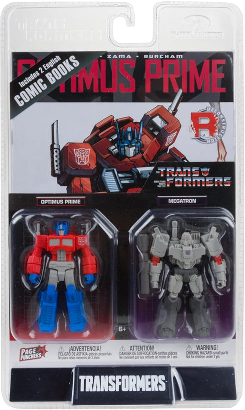 McFarlane Toys - Transformers Page Punchers 2pk Optimus Prime and Megatron 3in Action Figures with 2 Comics...