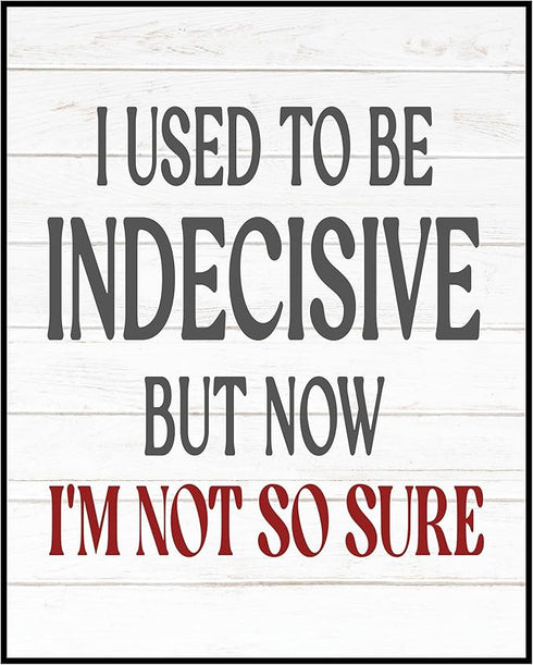 Posterizer 1 pcs-I Used To Be Indecisive-Funny Sarcastic Quote-Comedy Art- Gift for Men Women Entrepreneur Teens-Living Room Bedroom Decor- unfram...