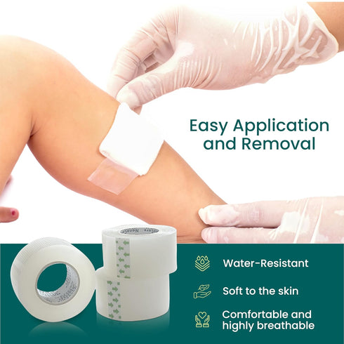 Hypoallergenic Transparent Surgical Tape 1 inch x 10yd |4 Rolls Waterproof,Clear| Medical Tape for Skin, Dressings and Face| First Aid Bandage Tap...