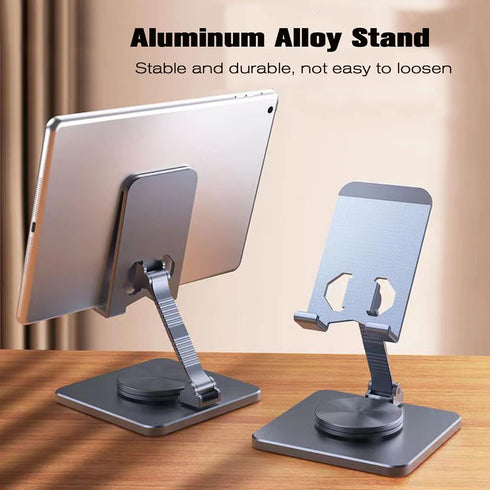 360° Rotatable Cell Phone Stand for Desk, Foldable and Adjustable Aluminum Metal Phone Holder, Compatible with iPhone 14/14 Plus/14 Pro/14 and Oth...