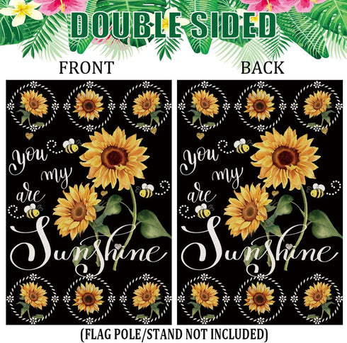 Summer Sunflowers Garden Flags for Outside 12x18 inch Double Sided, Seasonal You Are My Sunshine Yard Flags, Small Spring Decor Farmhouse Outdoor ...