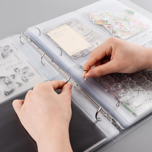 2PCS A4 4 Ring Binder Cover Clean Transparent Soft PVC for Refillable Notebook Shell withMatte surfaceforStamp & Die Storage Overall Size?Folded) ...