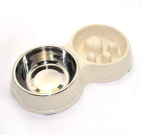 Dog Slow Eating & Drinking Bowl,Stainless Steel Interactive Slow Feed Dog Bowl for French Bulldog,Slow Down Eating Eco-Friendly pet Bowl for Frenc...