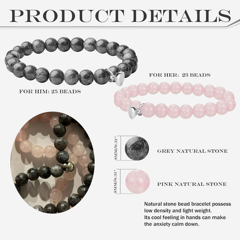 EIELO 4Pcs Couples Bracelet Necklace Set Matching His and Hers Promise Love Heart Pendant Necklace Bracelet for Couples Long Distance Relationship...