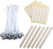 MILIVIXAY 6" Candle Wick Bundle: 100PCS Candle Wicks, 100PCS Candle Wick Stickers and 6PCS Wooden Candle Wick Holders - Wicks Coated with Paraffin...