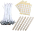 MILIVIXAY 6" Candle Wick Bundle: 100PCS Candle Wicks, 100PCS Candle Wick Stickers and 6PCS Wooden Candle Wick Holders - Wicks Coated with Paraffin...