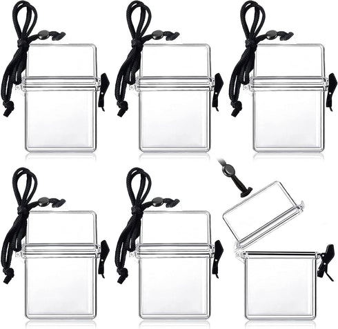 6Pcs Waterproof Badge Holder Case, Clear ID Card Holder with Lanyard, Floating Sports Case Locker, Waterproof ID Card Case with Double Locker for ...