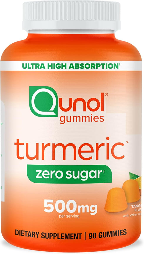 Qunol Zero Sugar Turmeric Gummies, Gummy with 500mg Turmeric Curcumin, Joint Support Supplement, Ultra High Absorption Tumeric Curcumin, Vegetaria...
