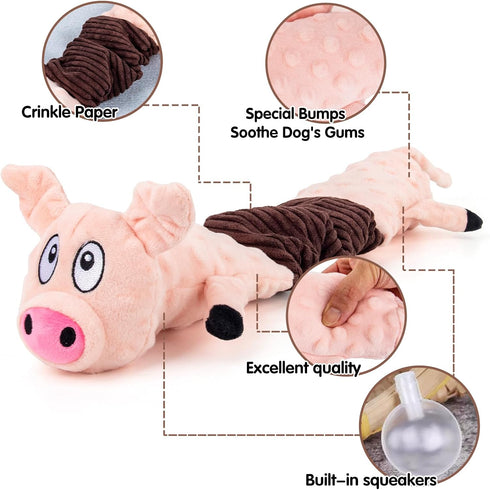 Squeaky Dog Toys for Dogs,Plush Dog Toy,Dog Tug of War Toy,Interactive Dog Toy for Small/Medium/Large Breed?pig?...