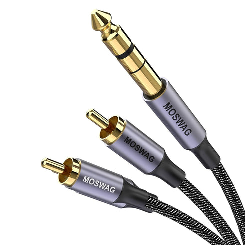 MOSWAG 1/4 inch TRS to Dual RCA Audio Cable,Gold Plated Copper Shell Heavy Duty 6.35mm 1/4 inch Male TRS to 2 RCA Male Stereo Audio Y Splitter Cab...