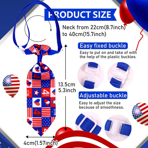 4th of July Dog Ties, 12pcs Independence Day Blue and Red Samll Dog Collar Neck Ties, Handmade Patriotic Day Dog Ties for Small Dogs, Pet Dog Ties...