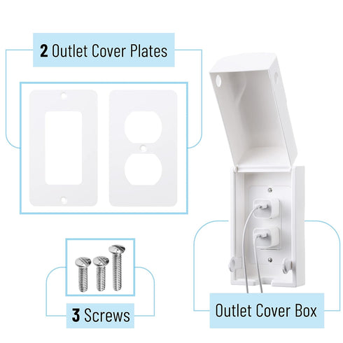 Bates - Baby Safety Outlet Cover Box, Outlet Covers Baby Proofing, Plug Covers for Electrical Outlets, Baby Proof Outlet Covers, Socket Covers for...