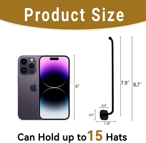 YANGSHUO Hat Rack for Wall Caps: Baseball Caps Hat Hooks - Hat Holders Storage Oranazier for Wall 4 Pack...