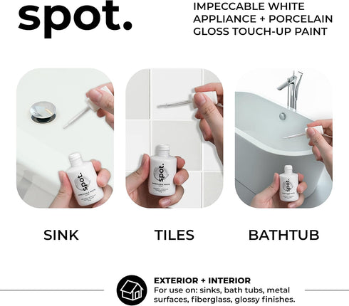 Touch Up Paint for Appliance, Porcelain, Sinks, Bathtubs, Appliances, Metal Surfaces, Tiles, Ceramics, and Fiberglass, White Gloss, 1 Fl Oz...