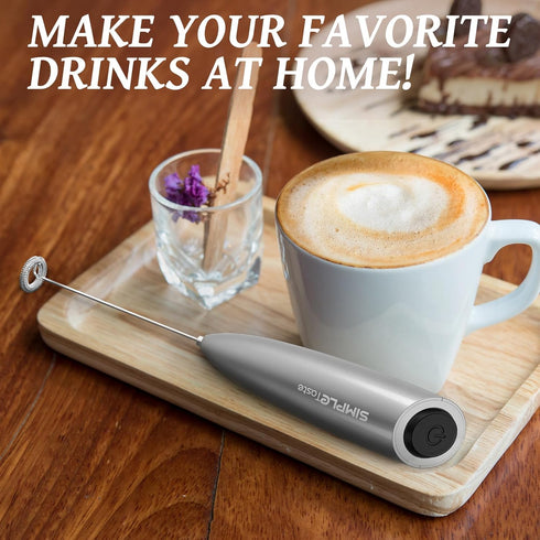 SIMPLETaste Milk Frother Handheld Battery Operated Electric Foam Maker, Drink Mixer with Stainless Steel Whisk for Cappuccino, Bulletproof Coffee,...