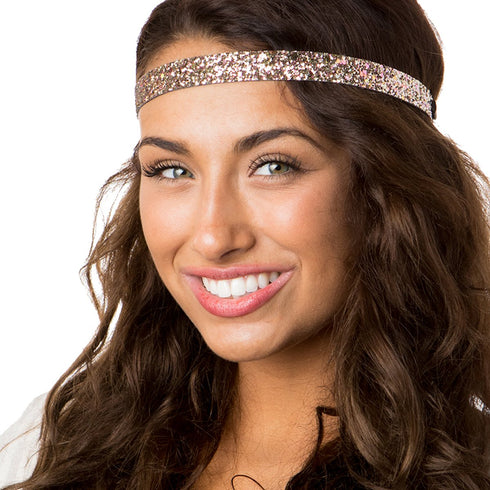 Hipsy Women's Adjustable Non Slip Skinny Wave & Wide Bling Glitter Headband Mixed 3-pack (Mixed Rose Gold)...