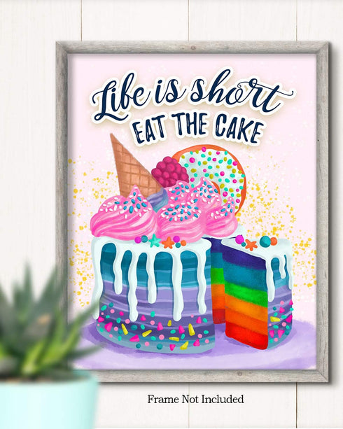 Kitchen Wall Decor, Cake Dining Room Decor, Pink Motivational Gifts for Women Bakers Chefs, Inspirational Positive Quotes Wall Art...