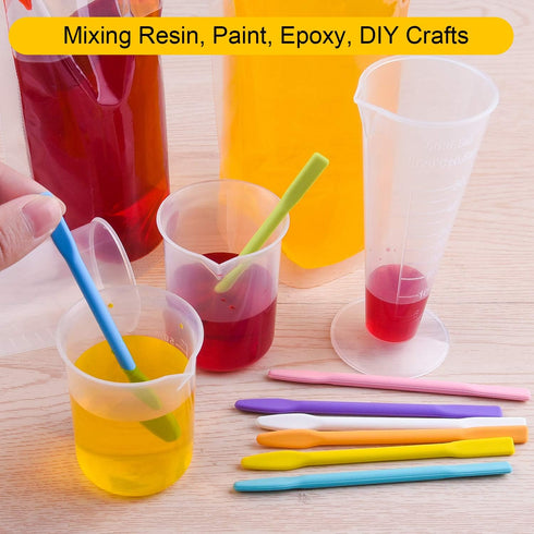 FEPITO Silicone Stir Sticks Kit Includes 9 Pcs Silicone Stir Sticks 4 Pcs Silicone Epoxy Brushes 2 Pcs Silicone Spatula for Mixing Resin, Paint, E...