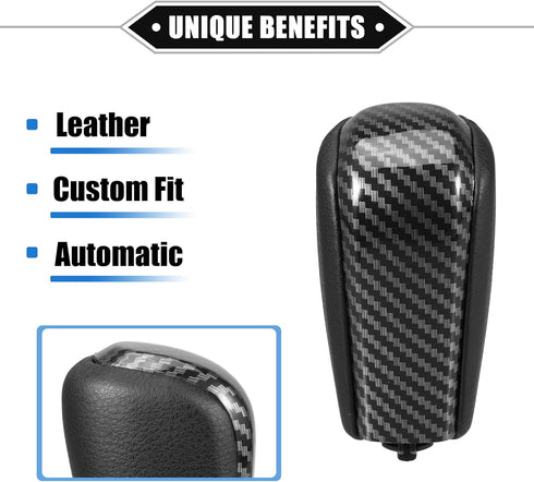Automatic Gear Shift Knob Compatible for Toyota Land Cruiser Prado 2009-2017, Durable Faux Leather Black Carbon Fiber Pattern Undrilled...