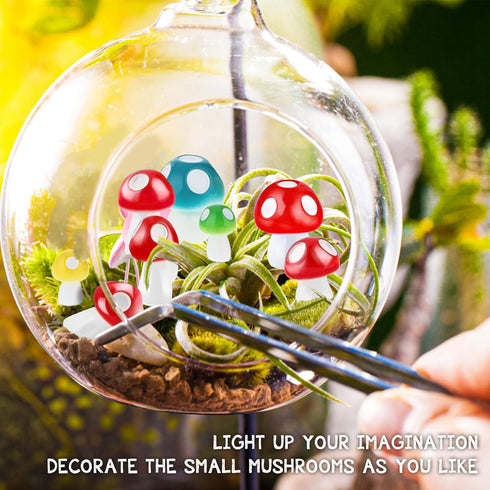 50 Pcs Bulk Cute Tiny Mushrooms, Colourful Mini Figurines Little Mushroom Mushroom Model Decoration Indoor Outdoor Decor Garden Mushroom Landscape...