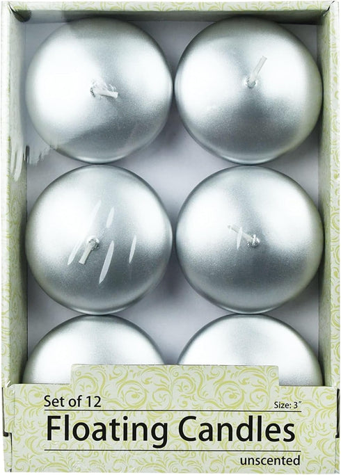 3 Inch Metallic Silver Floating Candles...