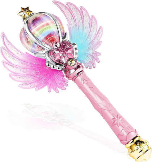 Light Up Snowflake Wand with Spinning LEDs and Sound Magic Princess Toys for Kids Girls Birthday Cosplay Party Favors, Pink...