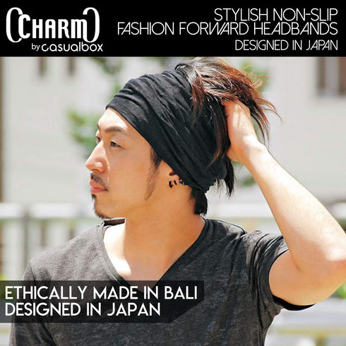 Casualbox Mens Womens Elastic Bandana Headband Japanese Long Hair Dreads Head wrap Charcoal Gray,Free Size...