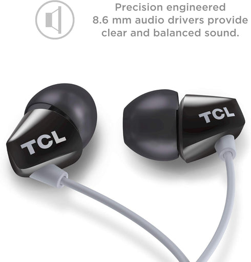 TCL SOCL100BK Socl 100 in-Ear Earbuds Wired Headphone with Passive Noise Isolation and Built-in Mic - Phantom Black...