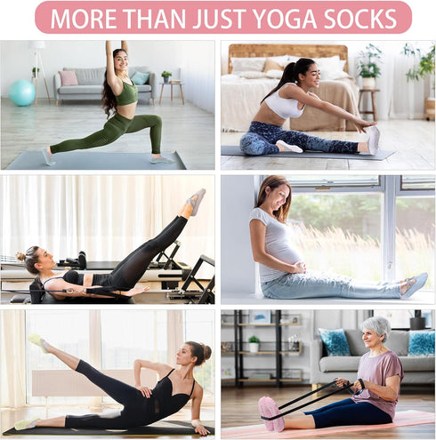 6 Pairs Yoga Socks for Women Pilates Socks with Grip and Straps Non Slip Yoga Accessories for Women Workout Ballet Dance...