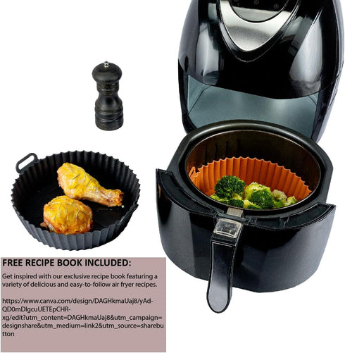 2 Pack Air Fryer Silicone Liners - Premium Air Fryer Silicone Pot - Non-Stick, Heat-Resistant, Reusable Basket Inserts - Fits 3-5 QT Models - Incl...