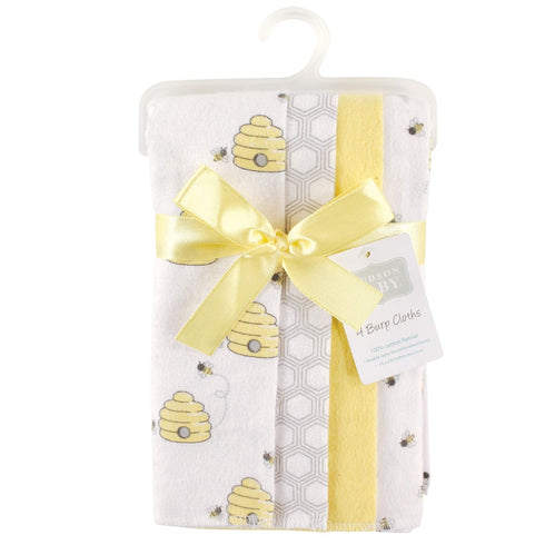 Hudson Baby Unisex Baby Cotton Flannel Burp Cloths, Bee, One Size...